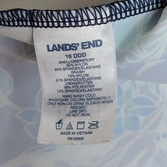 Lands' End Square Neck Underwire Tankini Swimsuit Top 16 DDD - Picture 8 of 8